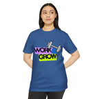 Work & Grow T-Shirt — Fitness Motivational Tee with Dumbbell Graphic