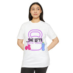 She Lifts, She Leads Women’s Gym T-Shirt — Kettlebell & Dumbbell Fitness Tee