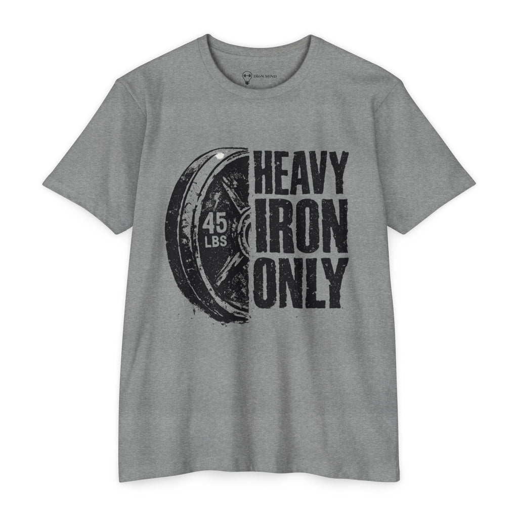 Heavy Iron Only T-Shirt — "45 LBS" Weight Plate Gym Tee
