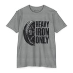 Heavy Iron Only T-Shirt — "45 LBS" Weight Plate Gym Tee