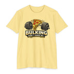 Bulking Don't Judge Me T-Shirt — Funny Pizza & Dumbbell Gym Tee