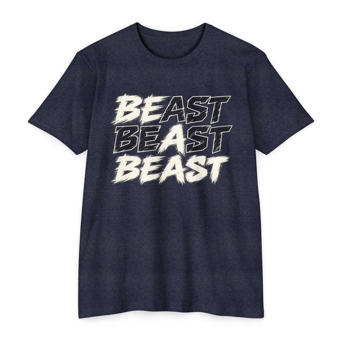 Beast Graphic T-Shirt — Bold Repeating Text Tee for Fitness & Streetwear