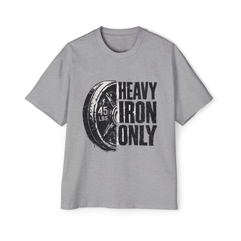 Oversized _ Heavy Iron Only T‑Shirt — 45 lb Plate Gym Tee