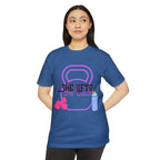 She Lifts, She Leads Women’s Gym T-Shirt — Kettlebell & Dumbbell Fitness Tee