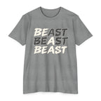 Beast Graphic T-Shirt — Bold Repeating Text Tee for Fitness & Streetwear