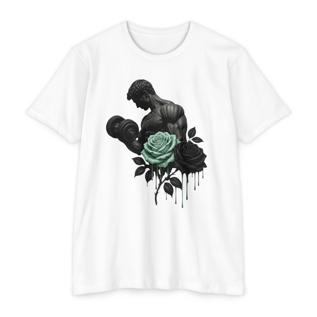 Elegant Fitness — Bicep Dumbbell Floral Graphic Tee