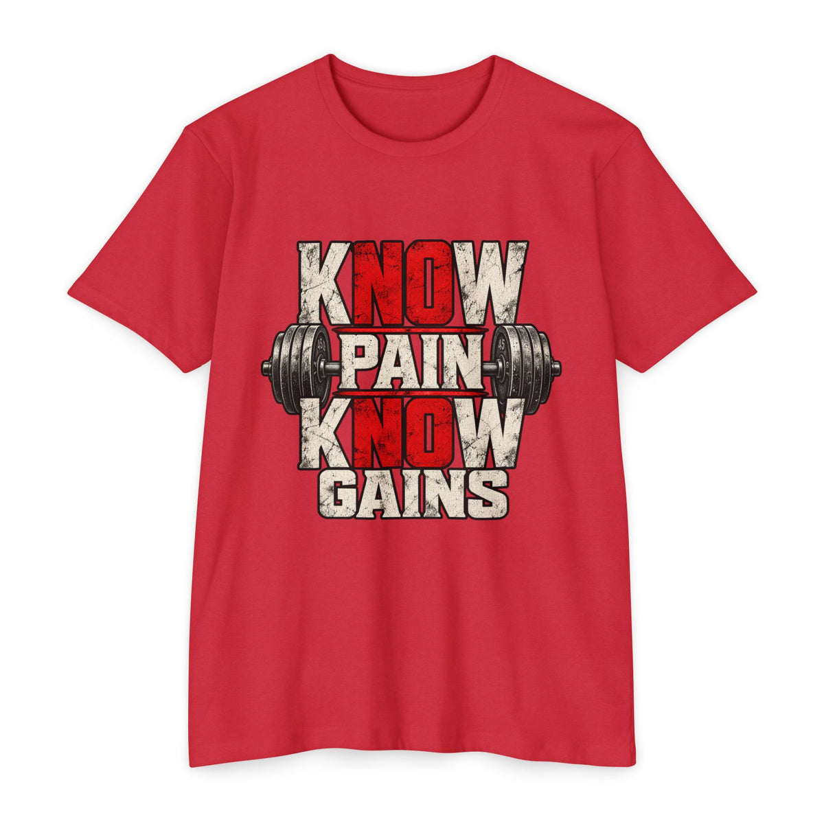 Know Pain Know Gains Gym T-Shirt — Motivational Weightlifting Tee