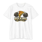Bulking Don't Judge Me T-Shirt — Funny Pizza & Dumbbell Gym Tee