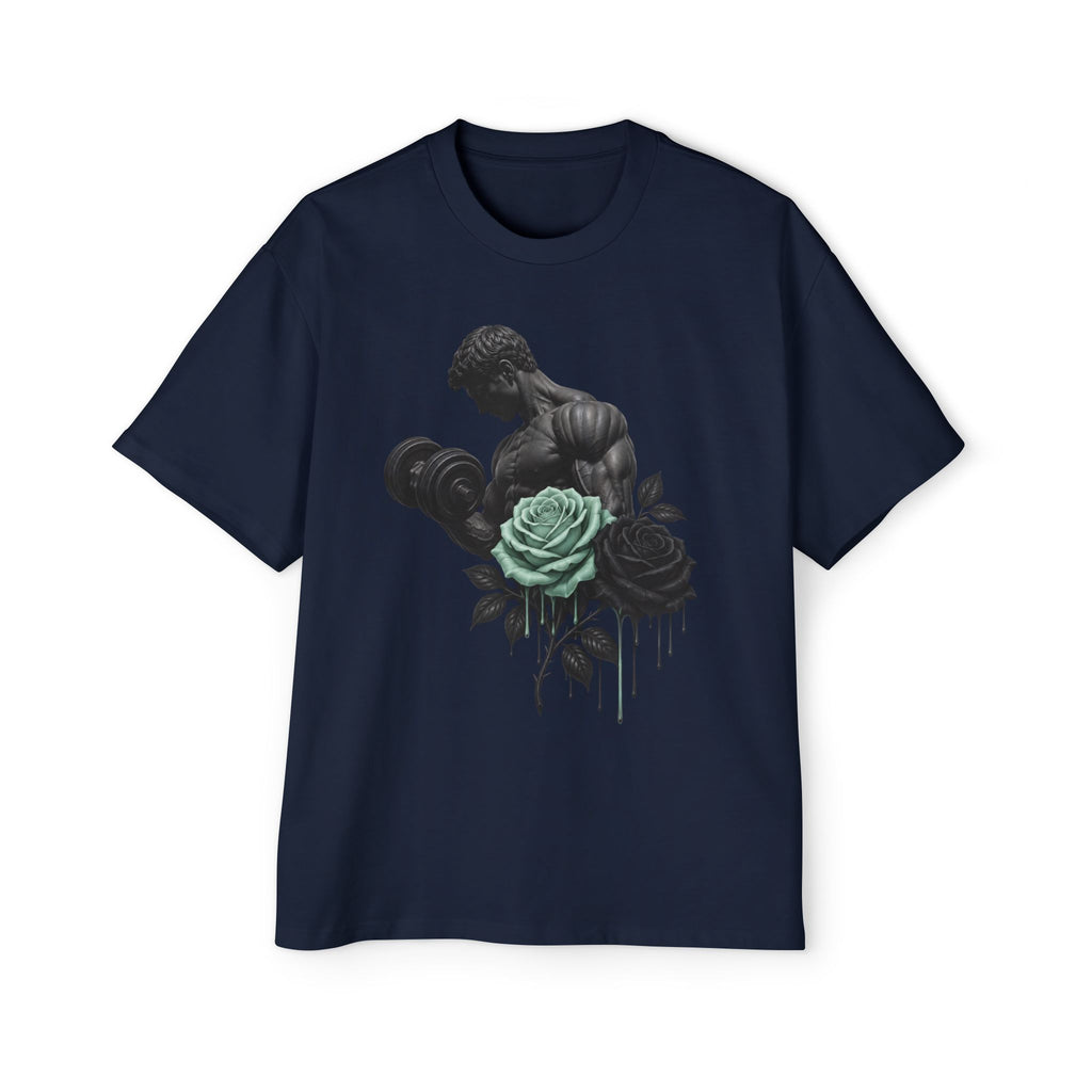 Oversized _ Elegant Floral Gym Tee — Floral Dumbbell Strength Graphic Shirt