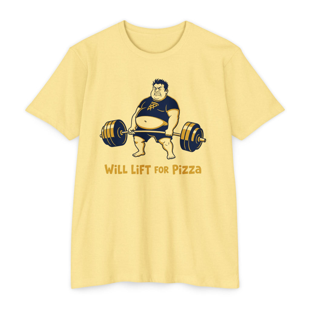 Will Lift for Pizza T-Shirt — Funny Weightlifting Gym Tee