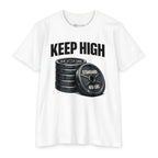 Keep High Standards _ Weightlifting T-Shirt — "Keep High" Barbell Plates Gym Tee