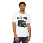 Keep High Standards _ Weightlifting T-Shirt — "Keep High" Barbell Plates Gym Tee