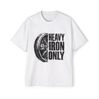 Oversized _ Heavy Iron Only T‑Shirt — 45 lb Plate Gym Tee