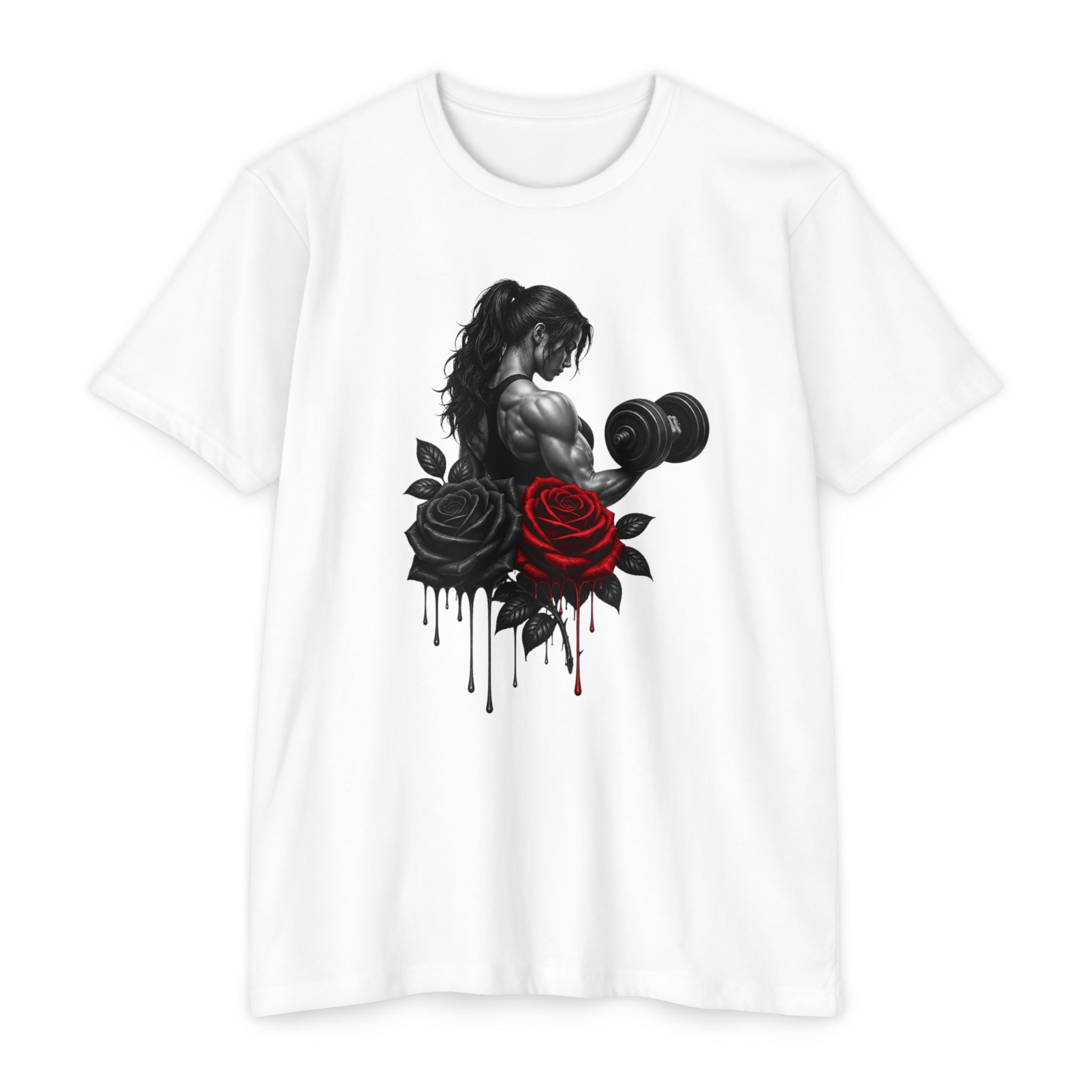 Women's Elegant Weightlifting Rose T-Shirt — Strong Lady Gym Tee