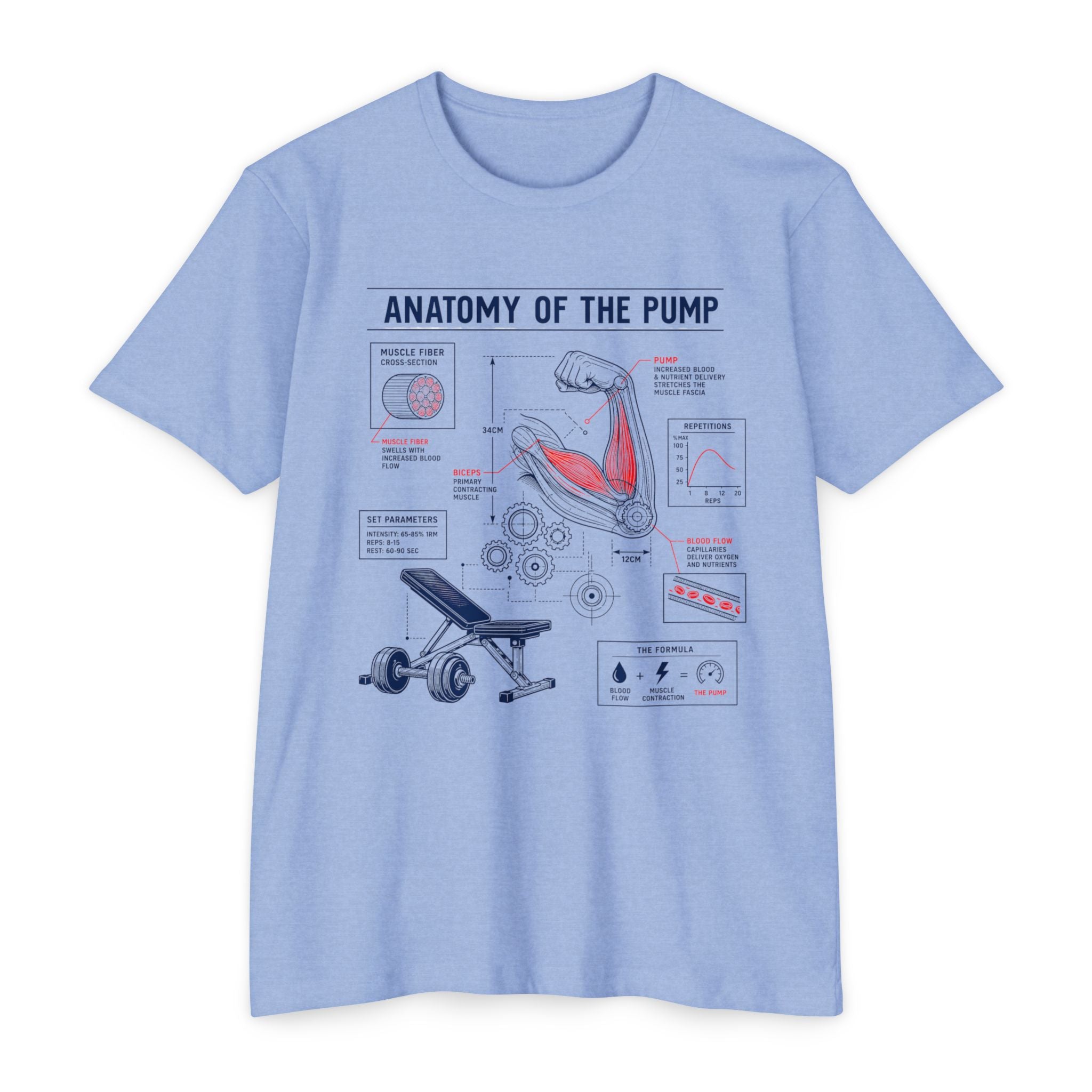 Anatomy of the Pump T-Shirt – Gym Workout Muscle Diagram Tee
