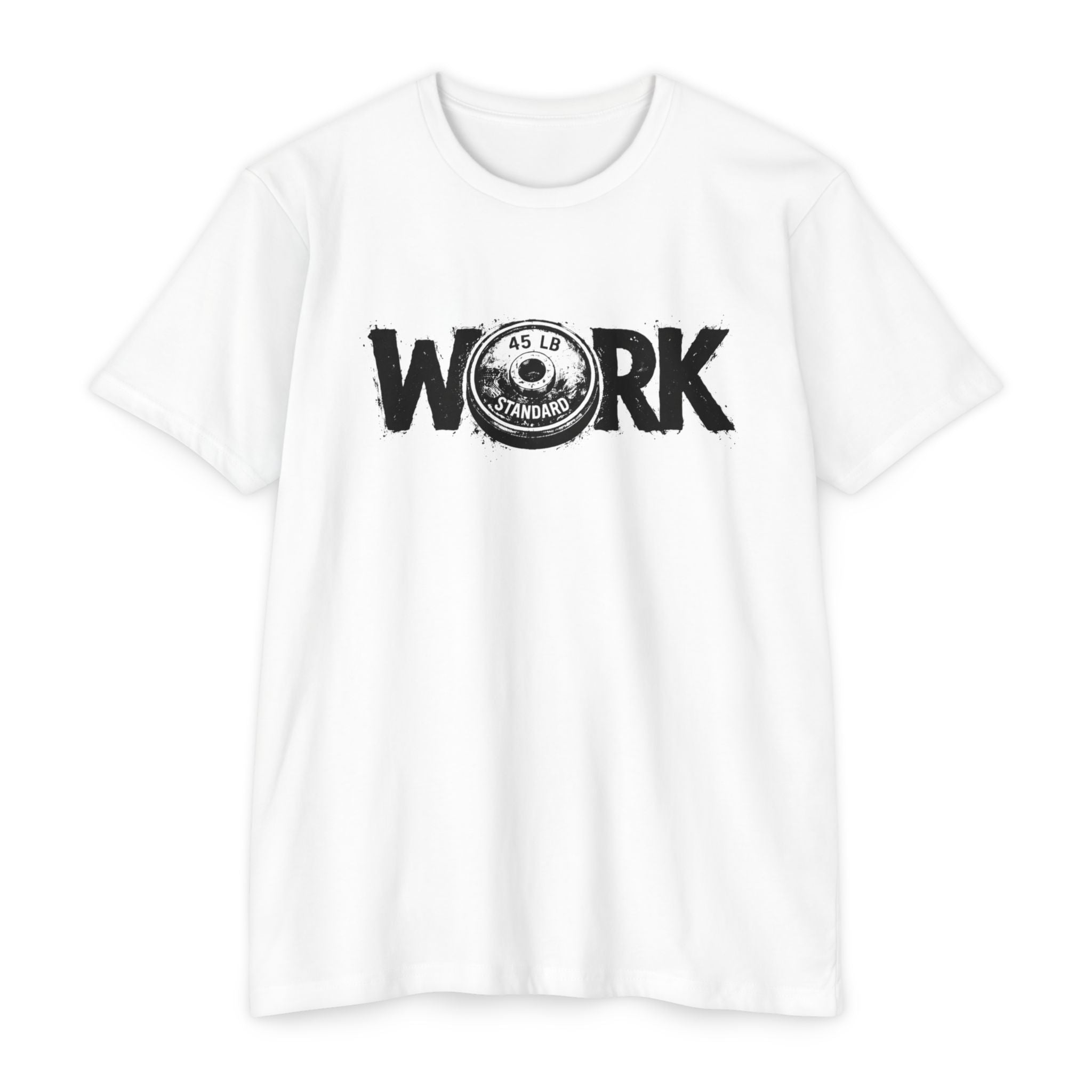 Work _ Weight Lifting Vintage Emblem T-Shirt — 'Work' Graphic Tee with Seal