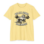 We All Start Somewhere Bench Press T-Shirt — Funny Gym Motivation Tee