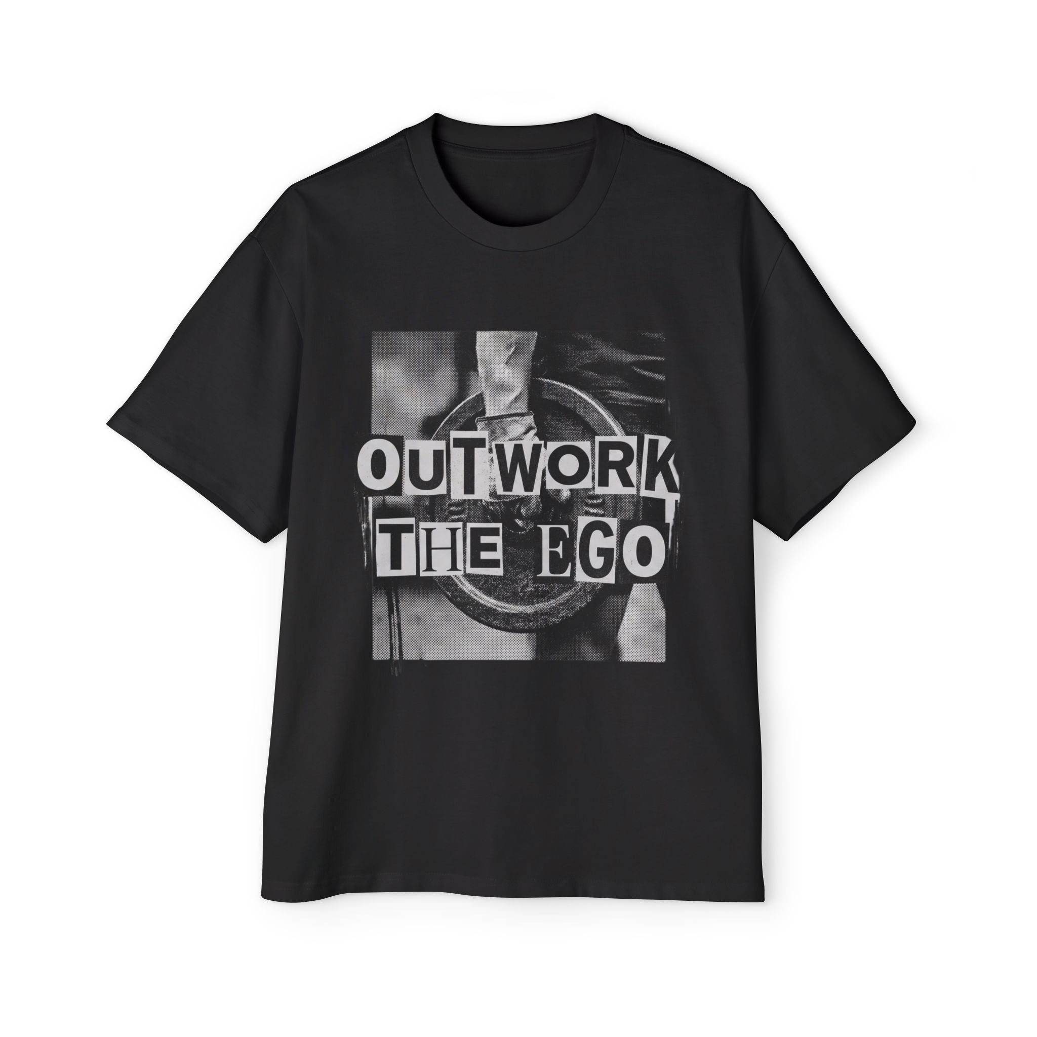 Oversized Tee _ Outwork The Ego Graphic Tee — Motivational Oversized Men’s T-Shirt
