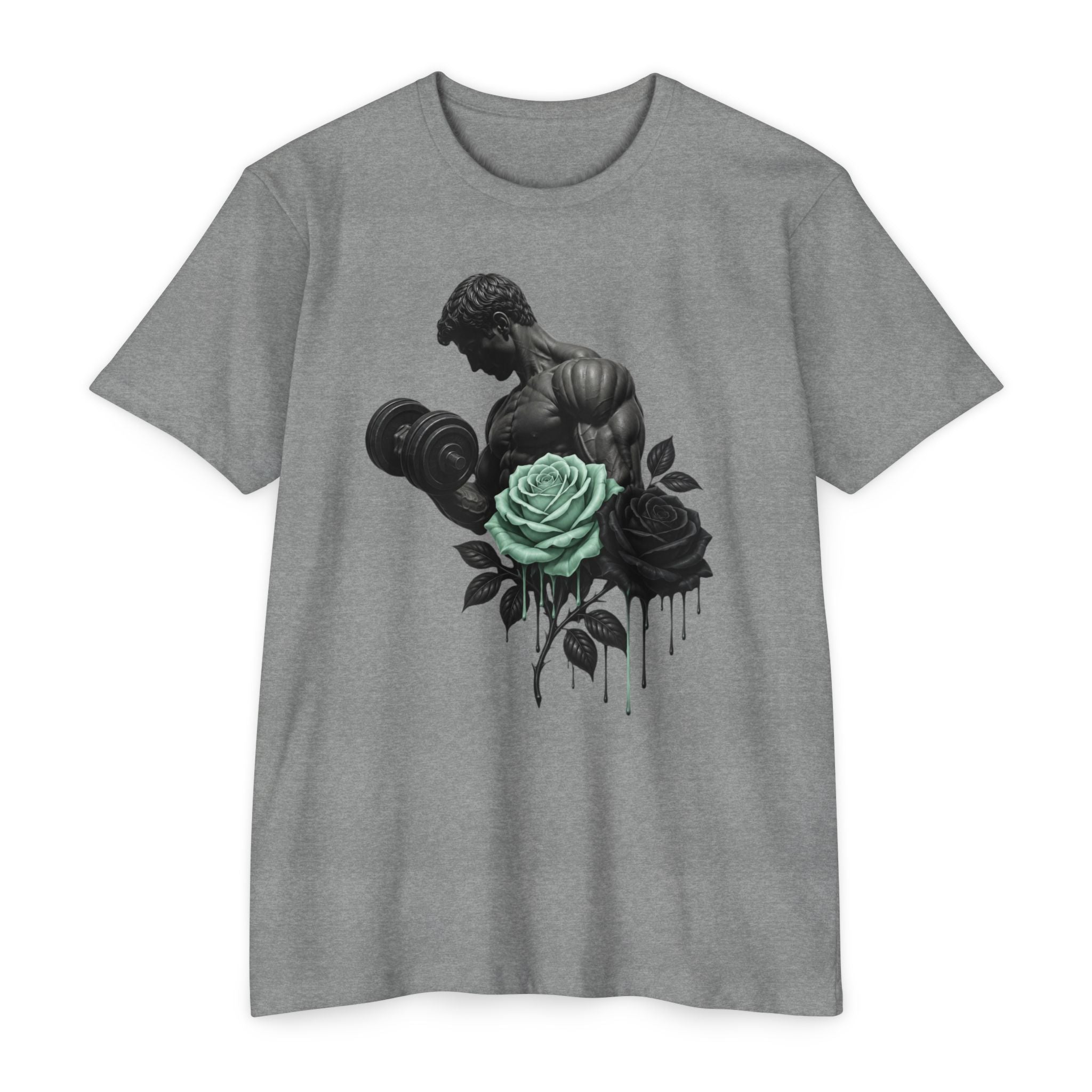 Elegant Fitness — Bicep Dumbbell Floral Graphic Tee