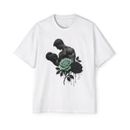 Oversized _ Elegant Floral Gym Tee — Floral Dumbbell Strength Graphic Shirt
