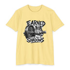 Earned in the Shadows Weightlifting T-Shirt — Gym Motivation Tee