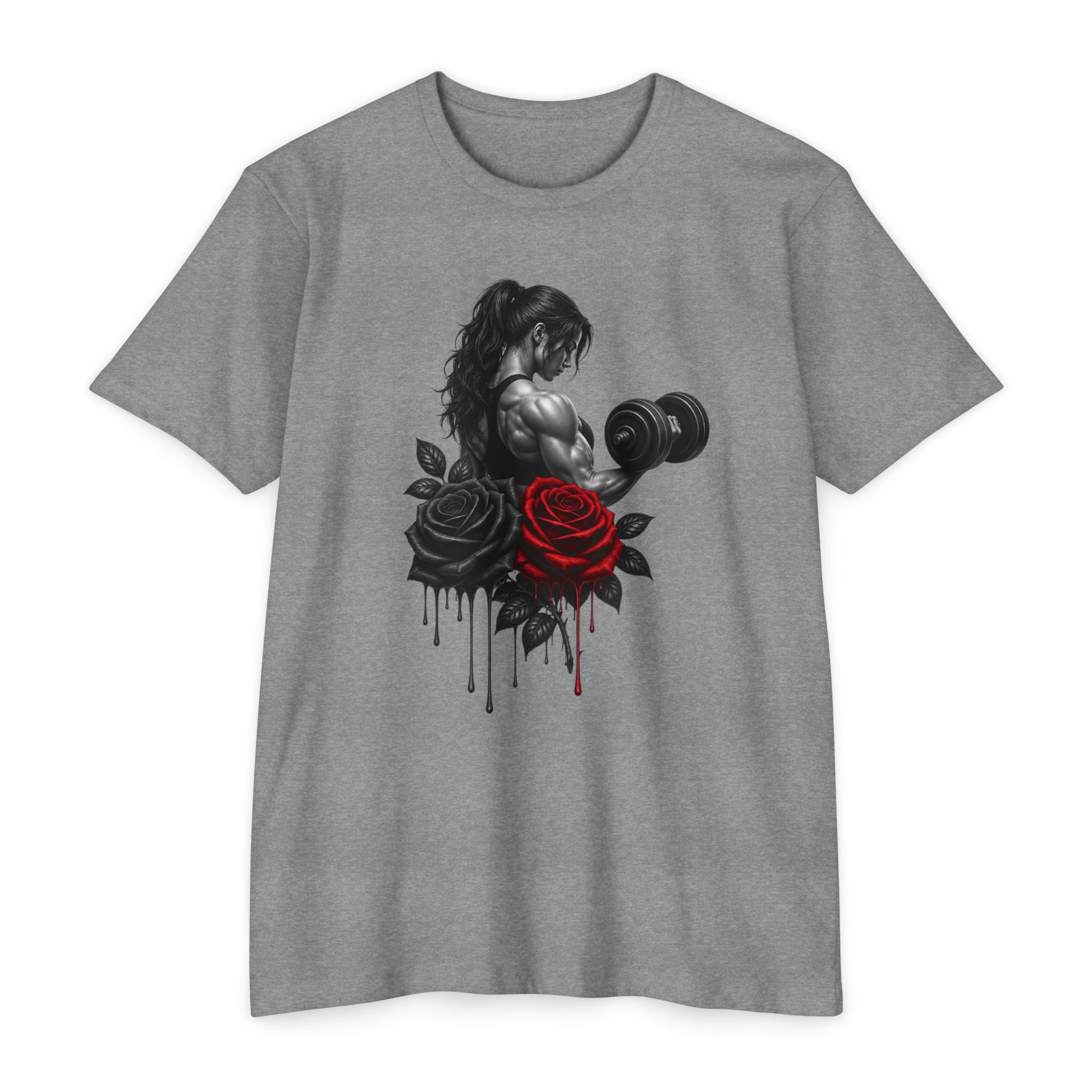 Women's Elegant Weightlifting Rose T-Shirt — Strong Lady Gym Tee