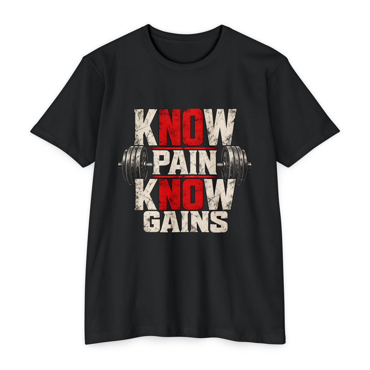 Know Pain Know Gains Gym T-Shirt — Motivational Weightlifting Tee