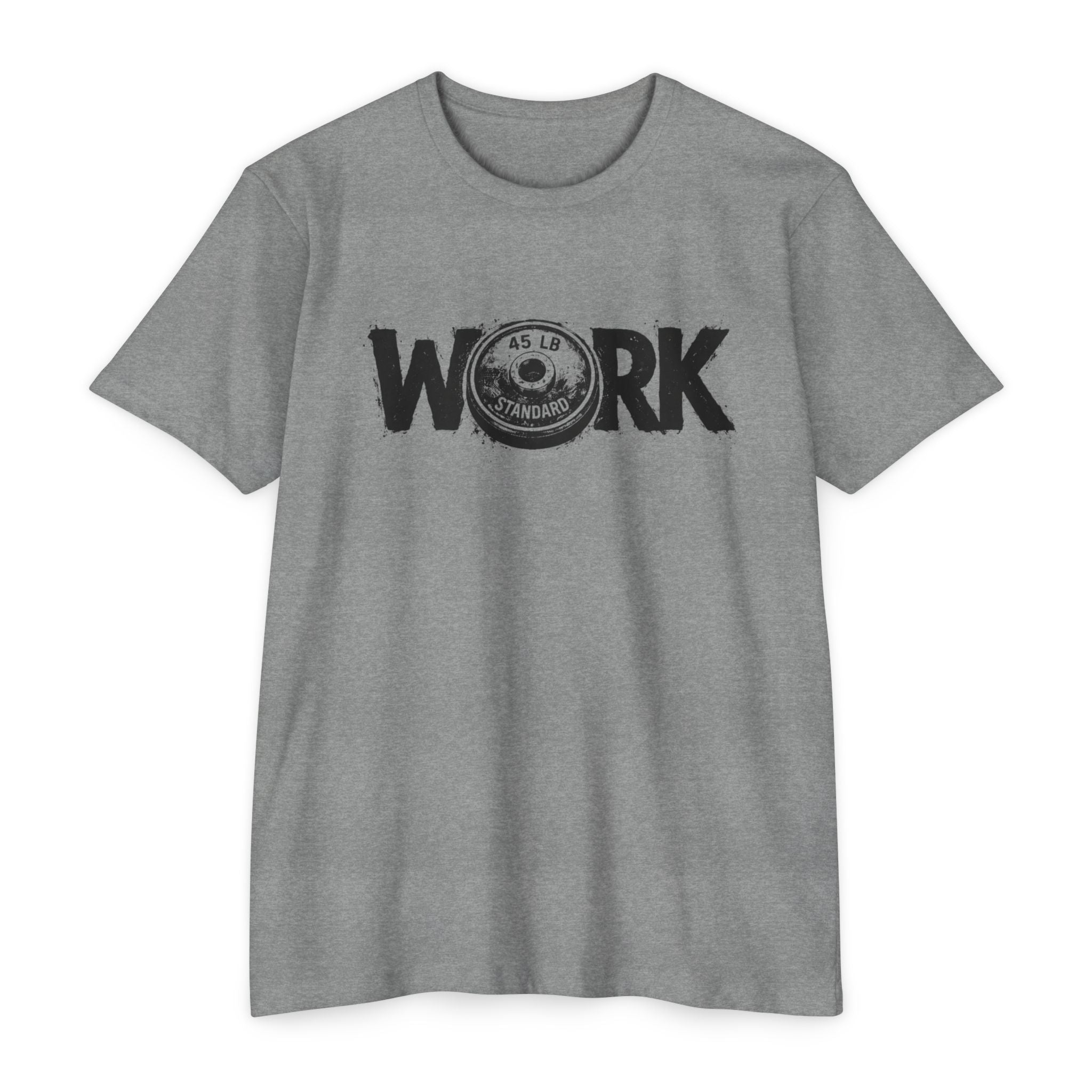 Work _ Weight Lifting Vintage Emblem T-Shirt — 'Work' Graphic Tee with Seal