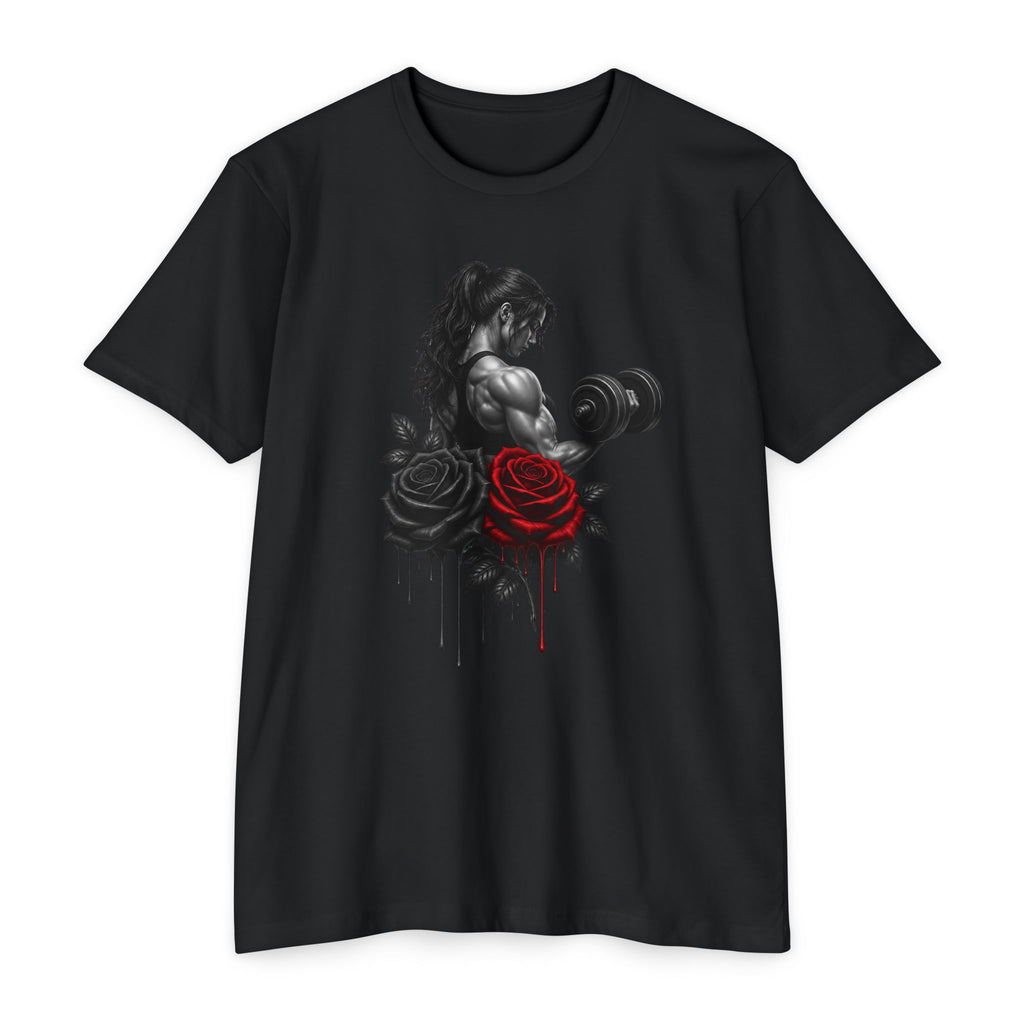 Women's Elegant Weightlifting Rose T-Shirt — Strong Lady Gym Tee