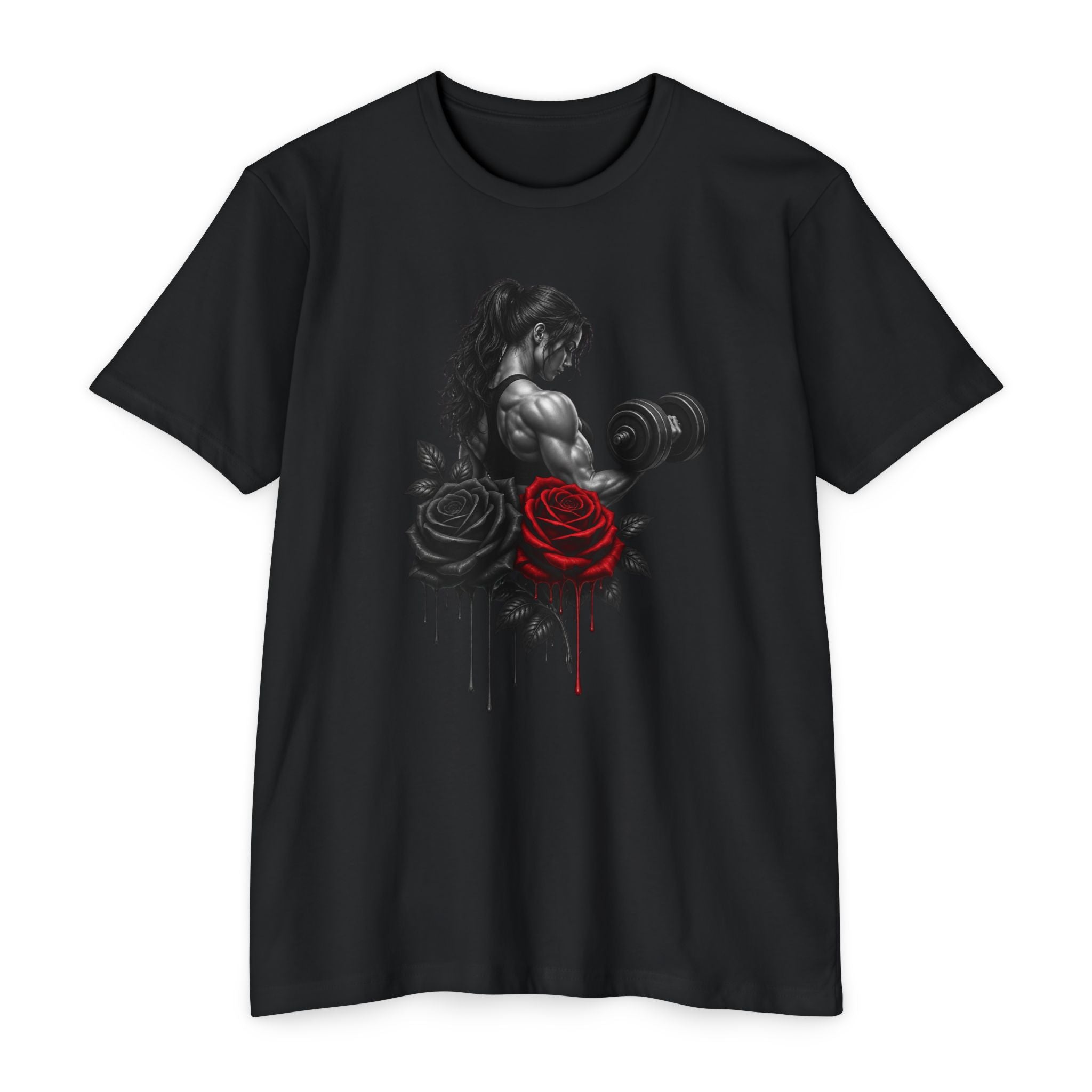 Women's Elegant Weightlifting Rose T-Shirt — Strong Lady Gym Tee