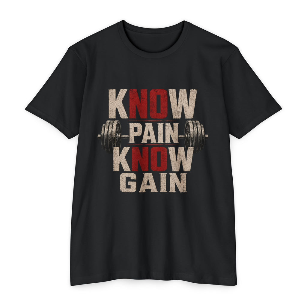 Know Pain Know Gain Weightlifting T-Shirt — Motivational Gym Tee