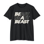 Beast Graphic T-Shirt — Bold Repeating Text Tee for Fitness & Streetwear