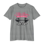 Her Love Hits Different _ She Lifts Barbell T-Shirt - "Her Love Hits Different" Gym Tee for Women