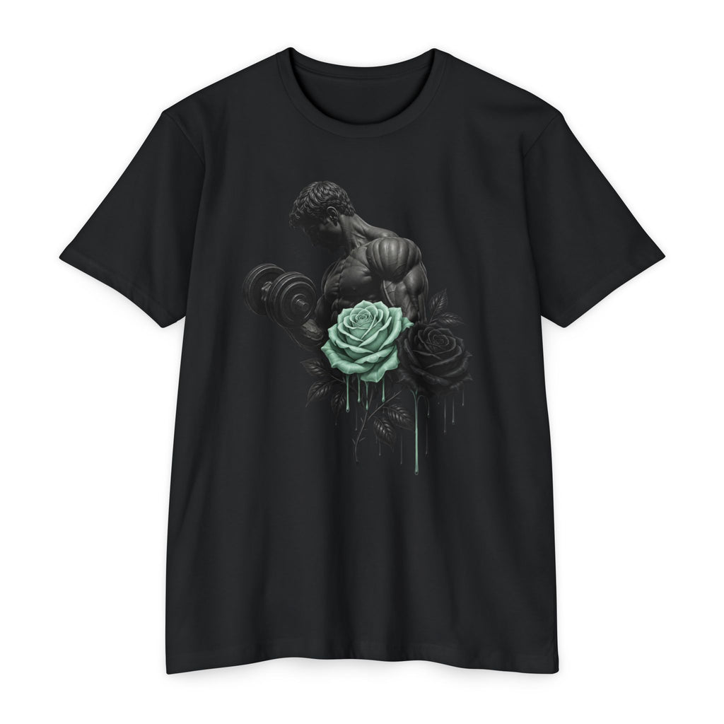 Elegant Fitness — Bicep Dumbbell Floral Graphic Tee