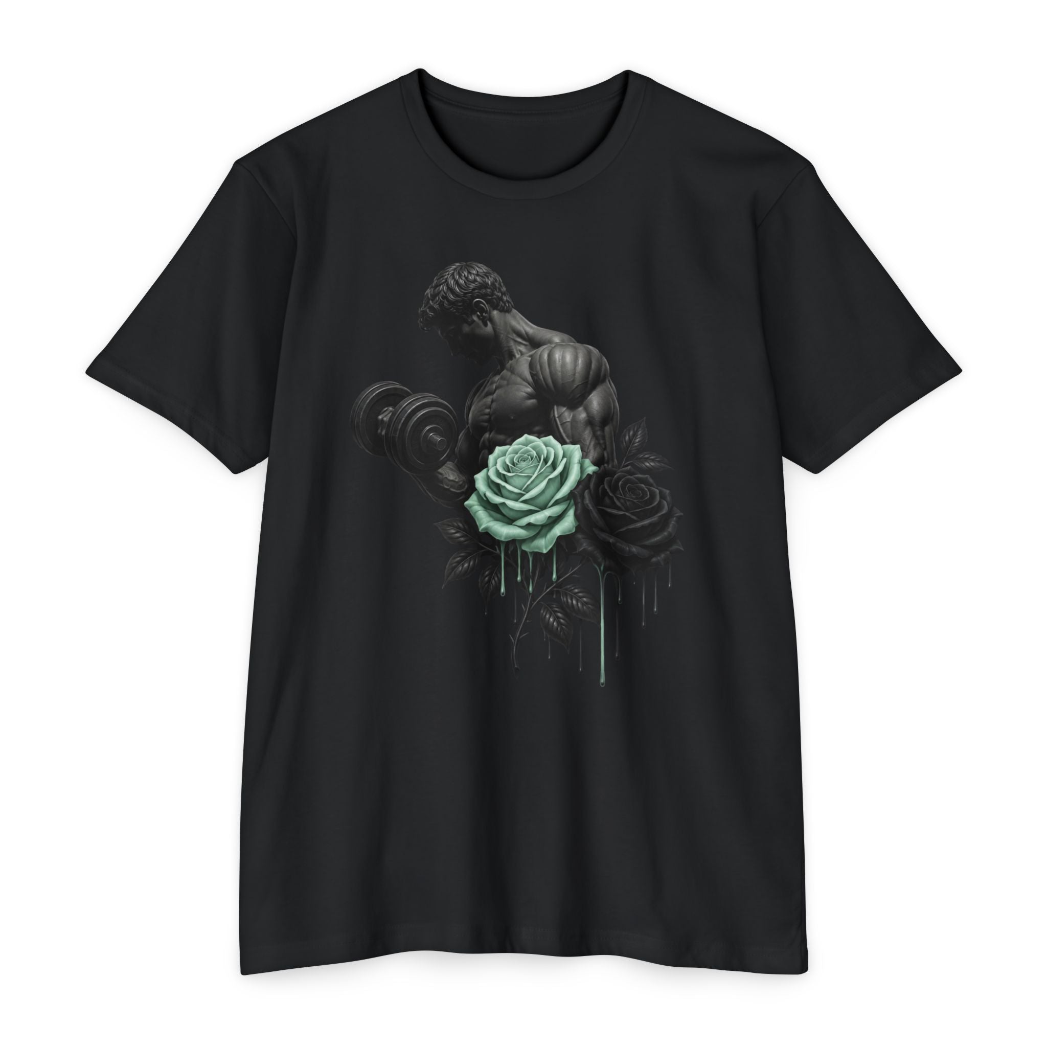 Elegant Fitness — Bicep Dumbbell Floral Graphic Tee