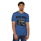 Keep High Standards _ Weightlifting T-Shirt — "Keep High" Barbell Plates Gym Tee