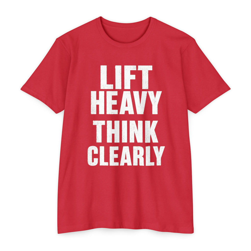 Lift Heavy Think Clearly T‑Shirt — Motivational Gym Workout Tee