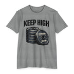 Keep High Standards _ Weightlifting T-Shirt — "Keep High" Barbell Plates Gym Tee